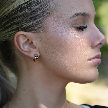 Retro Black & White Mini Hoop Earrings