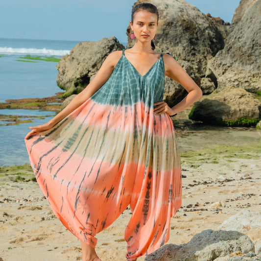 Tie Dye Stripe Romper - Pink & Grey