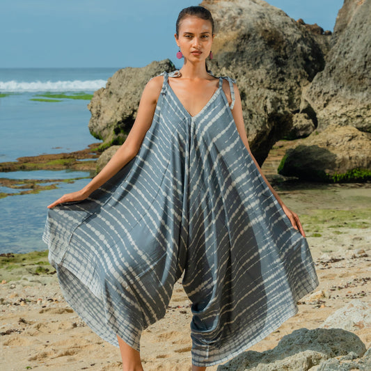 Bone Tie Dye Romper - Grey & White