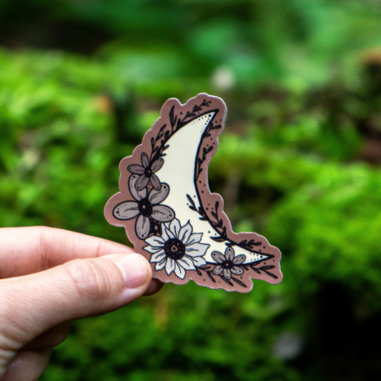 Crescent Flower Moon Sticker