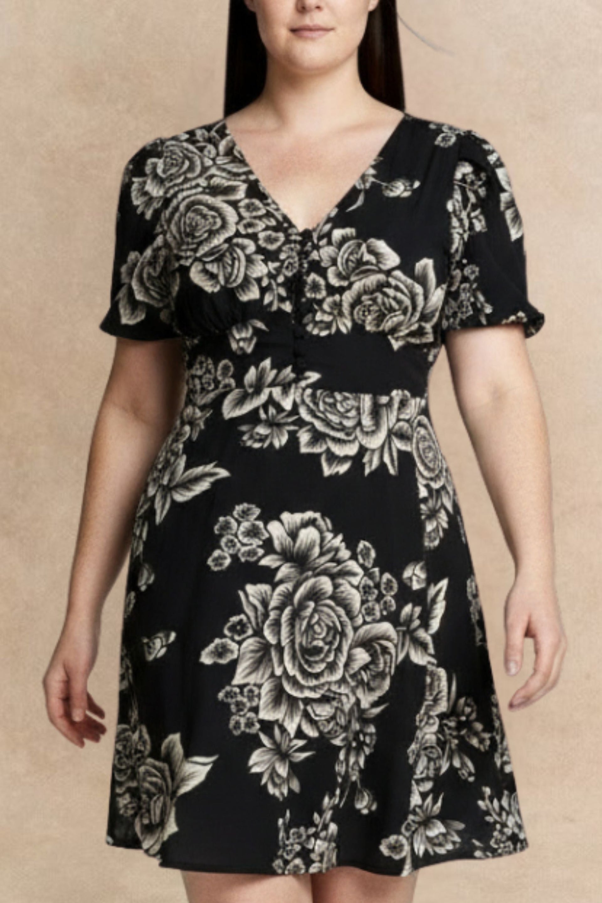 Lottie Black Floral Fit and Flare Dress The Curious Gift Co. Lottie Black Floral Fit and Flare Dress The Curious Gift Co.