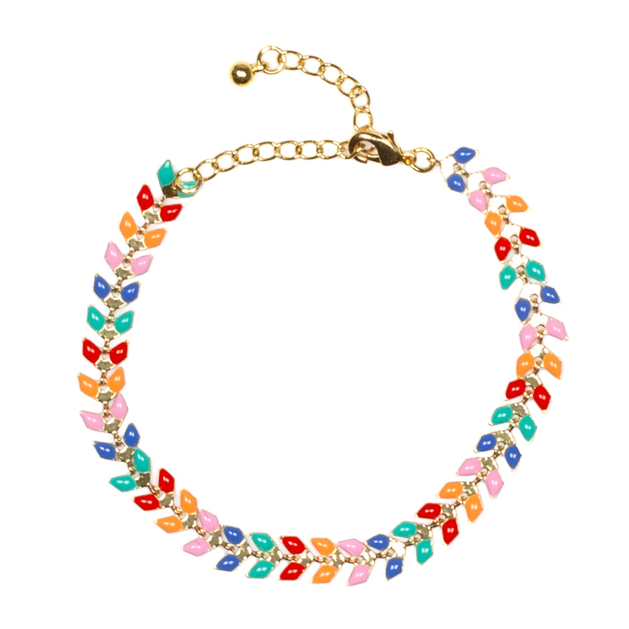 Multicolour Enamel Leaf Bracelet
