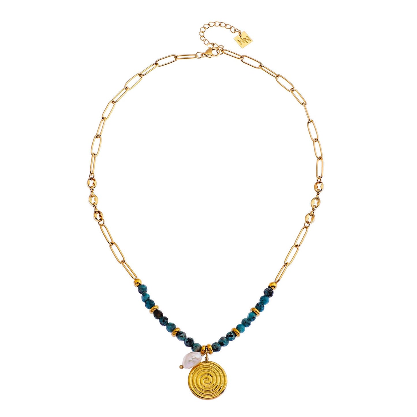MEDELLIN: Contemporary Link Chain With TOURQUOISE Beads