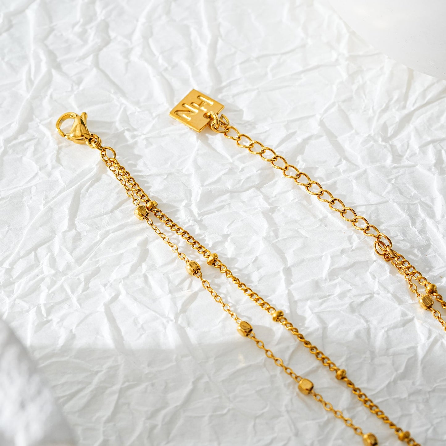 Gilded Harmony Chain Anklet with Gold Beads and Freshwater Pearls