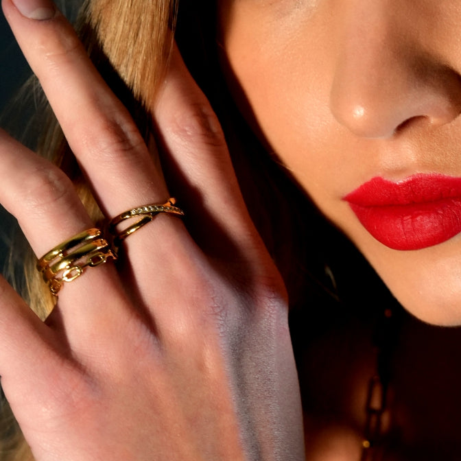 Triple Banded Stacked Ring