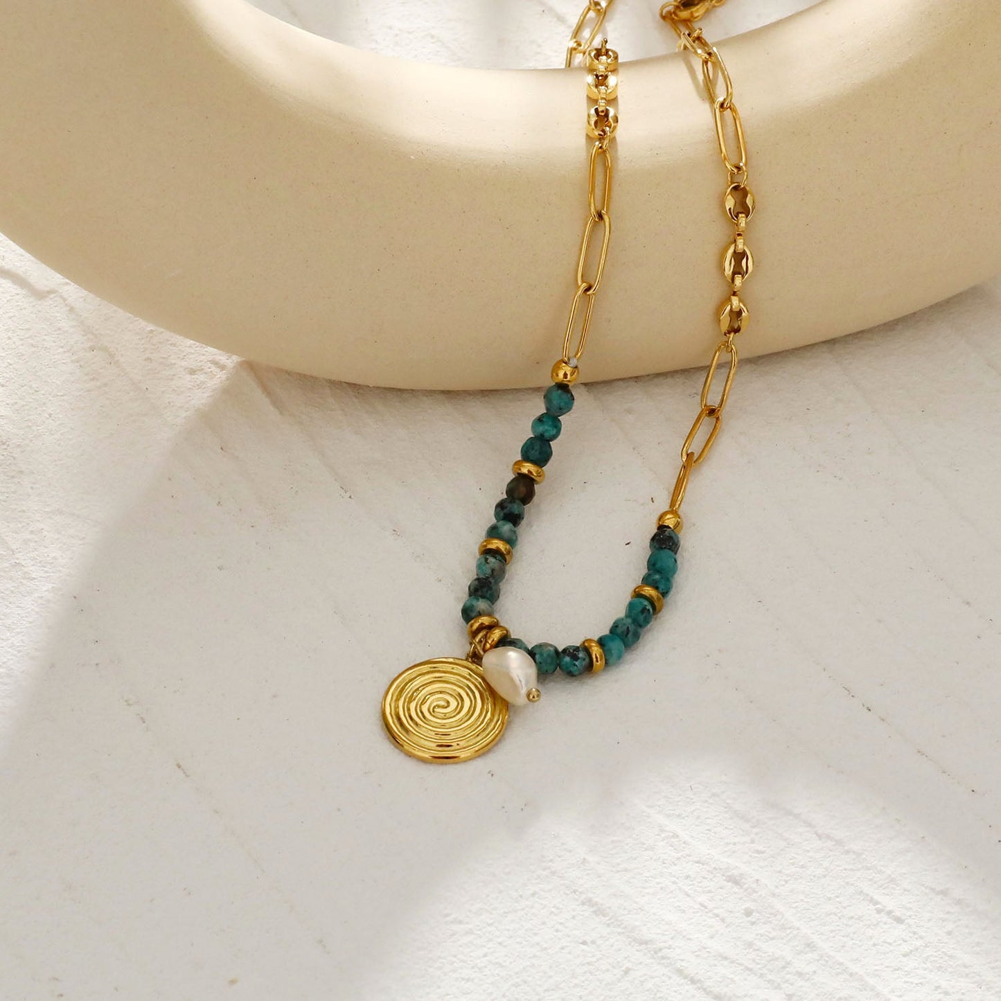 MEDELLIN: Contemporary Link Chain With TOURQUOISE Beads
