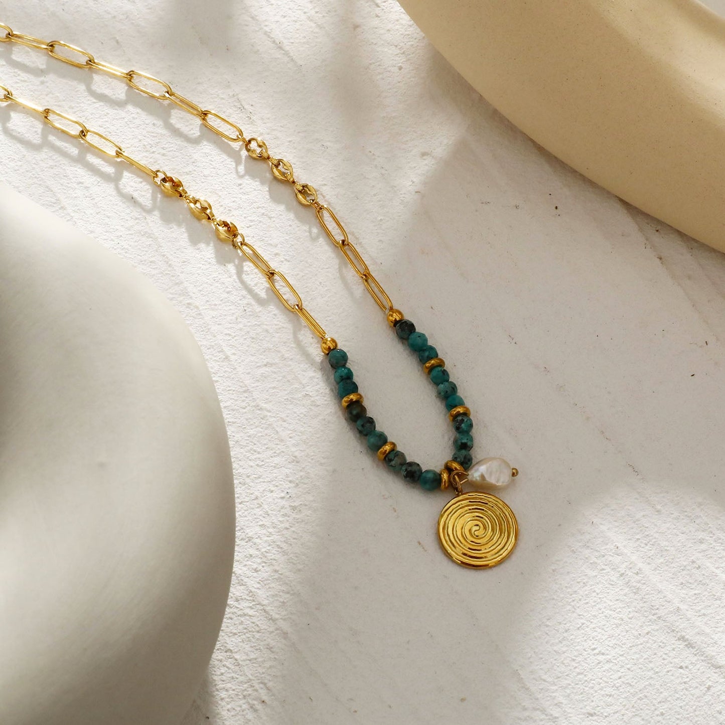 MEDELLIN: Contemporary Link Chain With TOURQUOISE Beads