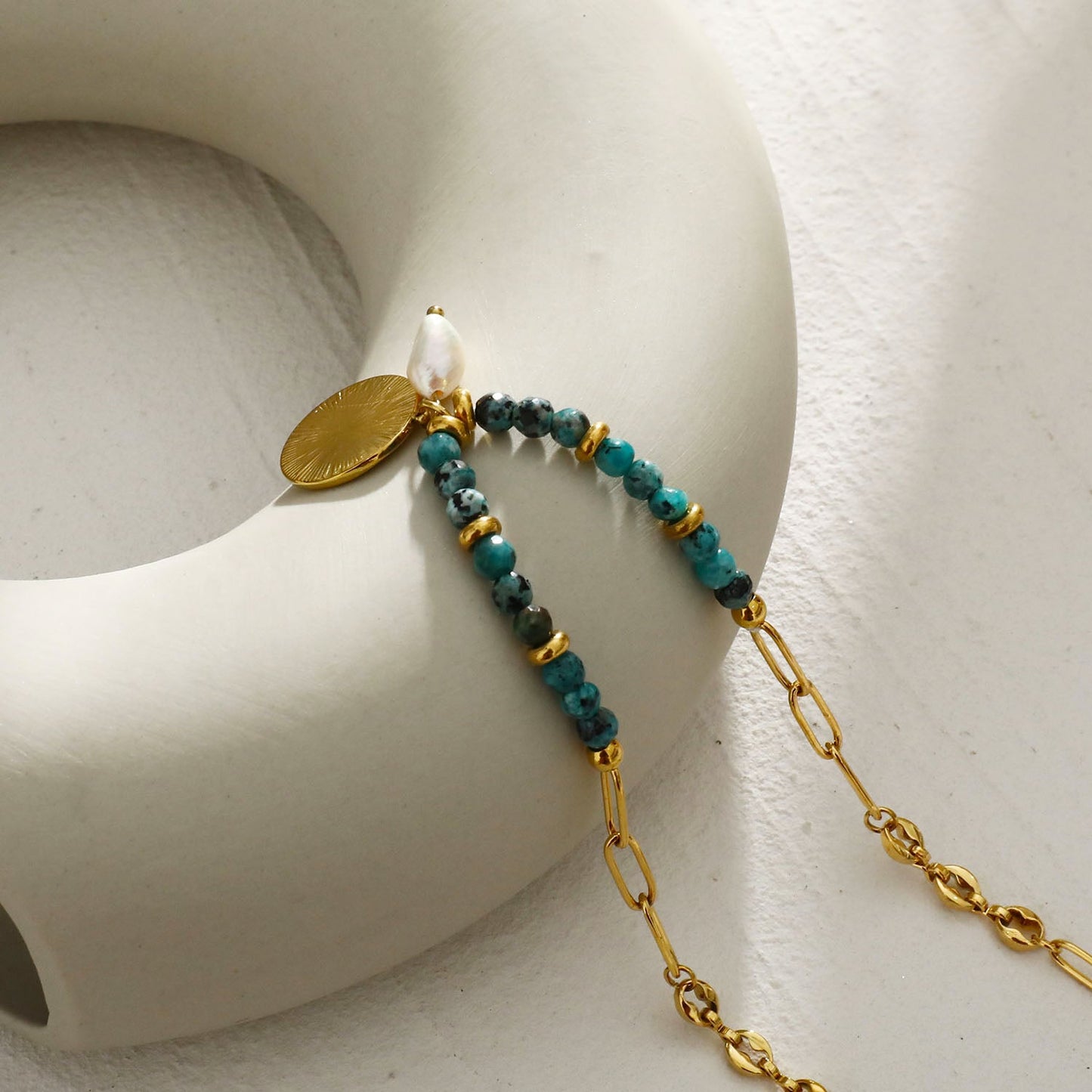 MEDELLIN: Contemporary Link Chain With TOURQUOISE Beads