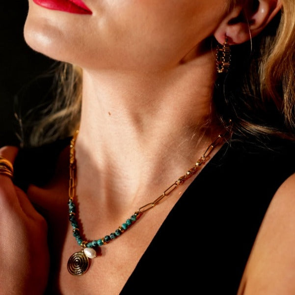MEDELLIN: Contemporary Link Chain With TOURQUOISE Beads