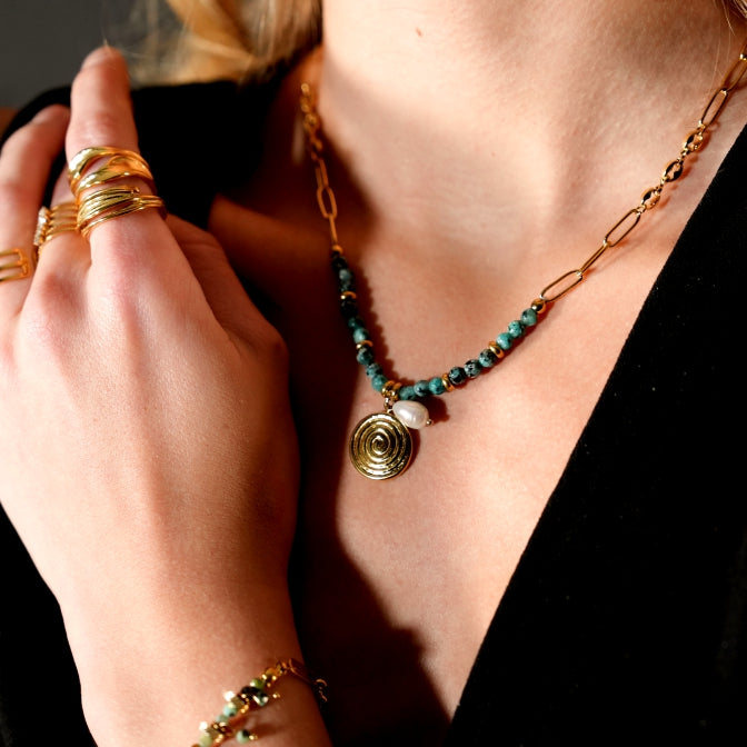 MEDELLIN: Contemporary Link Chain With TOURQUOISE Beads