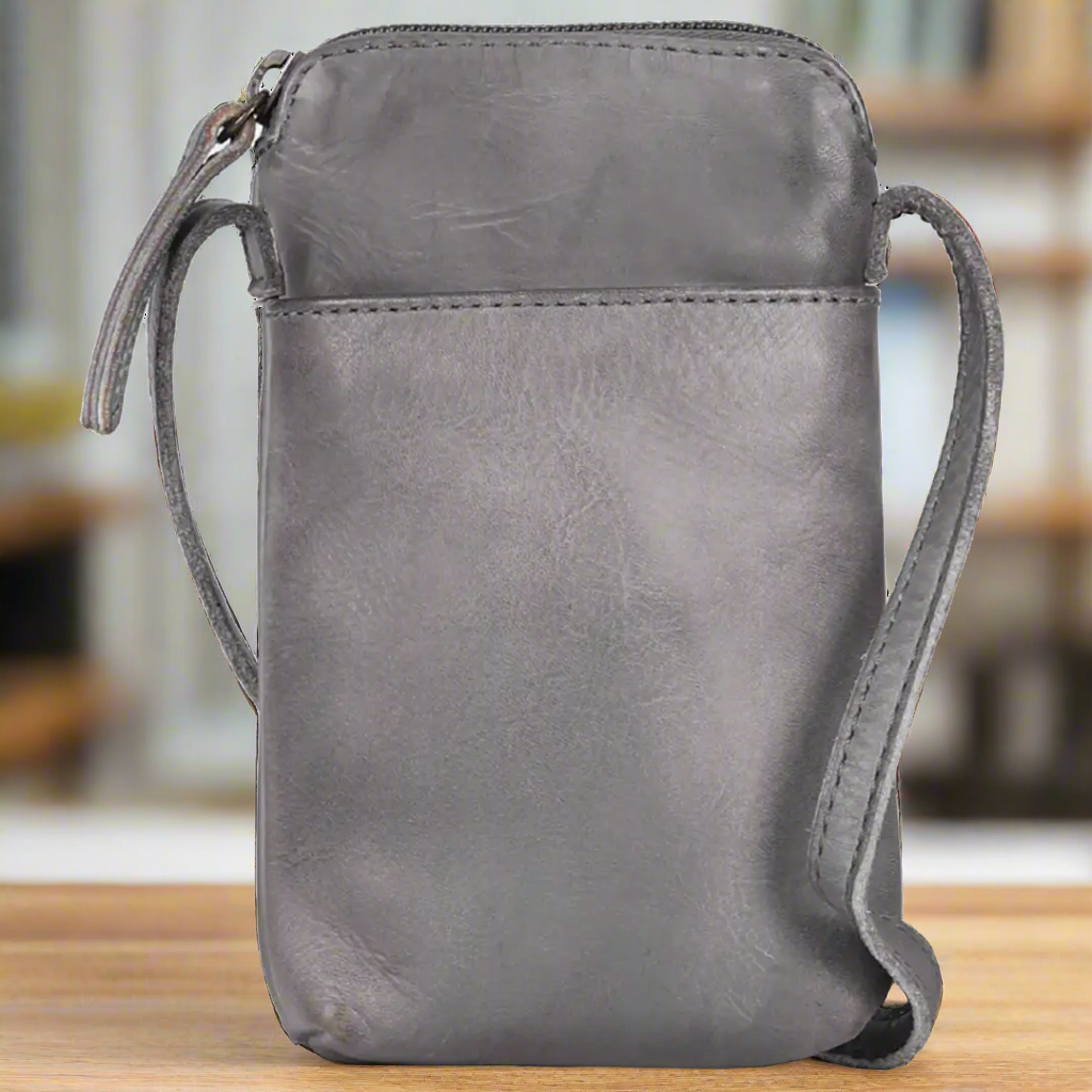 MET Small Leather Crossbody Bag | Compact Phone Bag with Front & Back Pockets