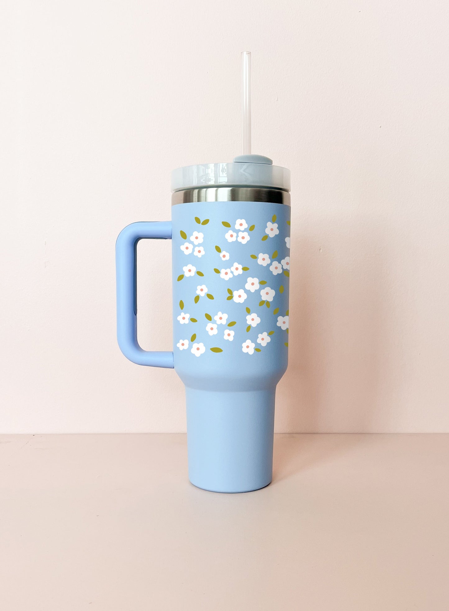 Gobelet isotherme 40oz - bleu Bloom blanc