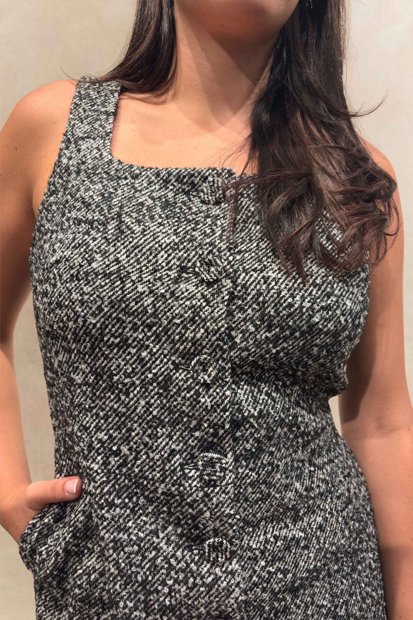 Madelaine Grey Tweed Apron Dress