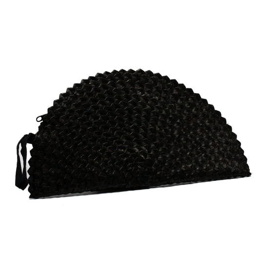Pandan Leaf Half Moon Clutch Purse - Black