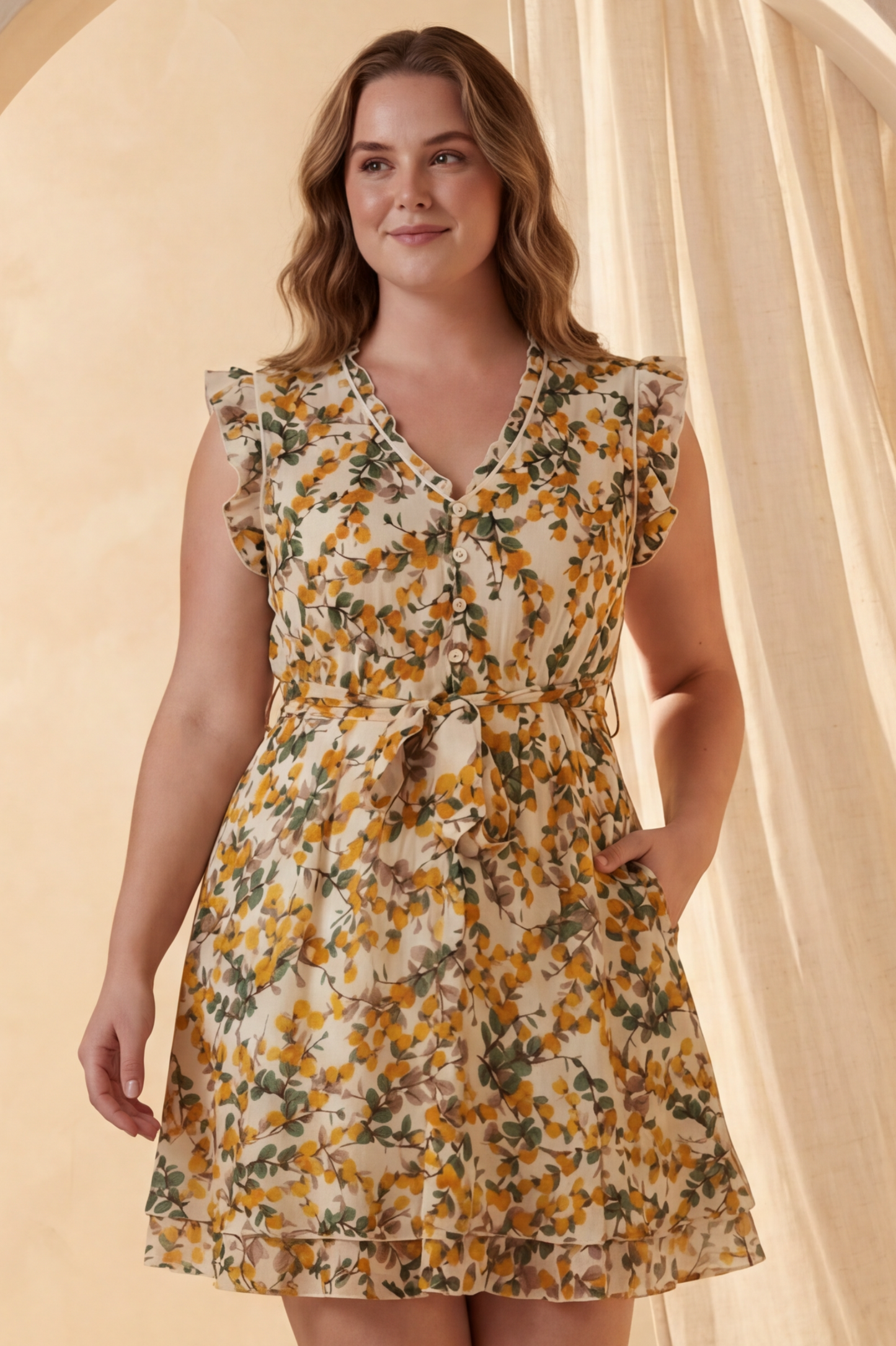 Natasha Citrus Print Short Dress