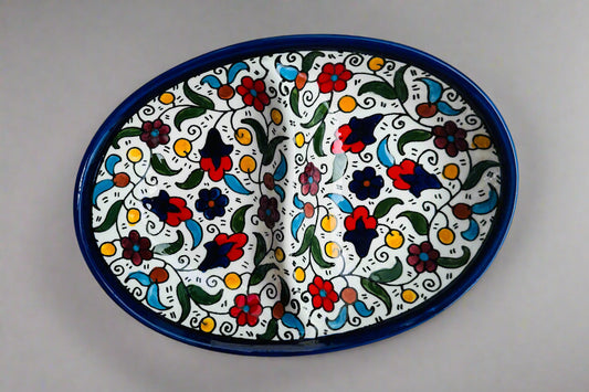 Oval Double Dip Side – Hand-Painted Palestinian Ceramic