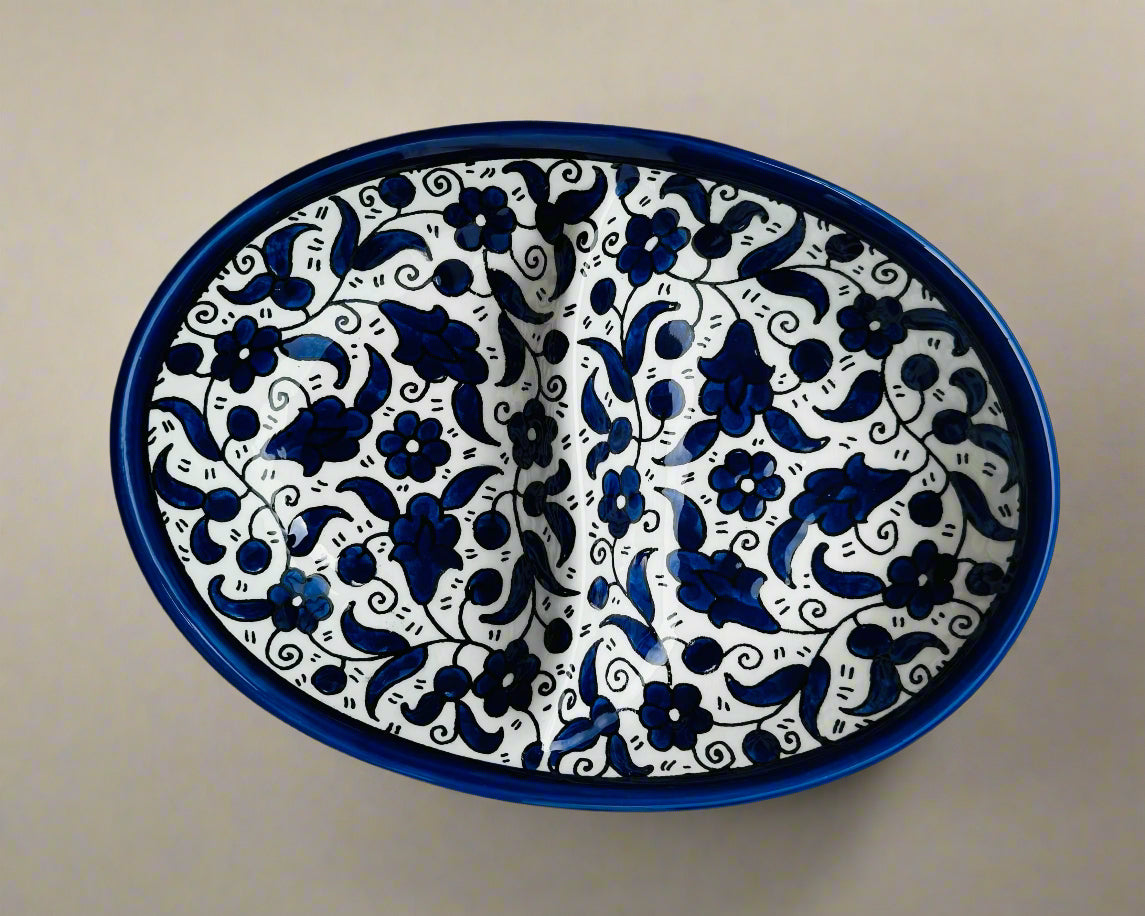 Oval Double Dip Side – Hand-Painted Palestinian Ceramic