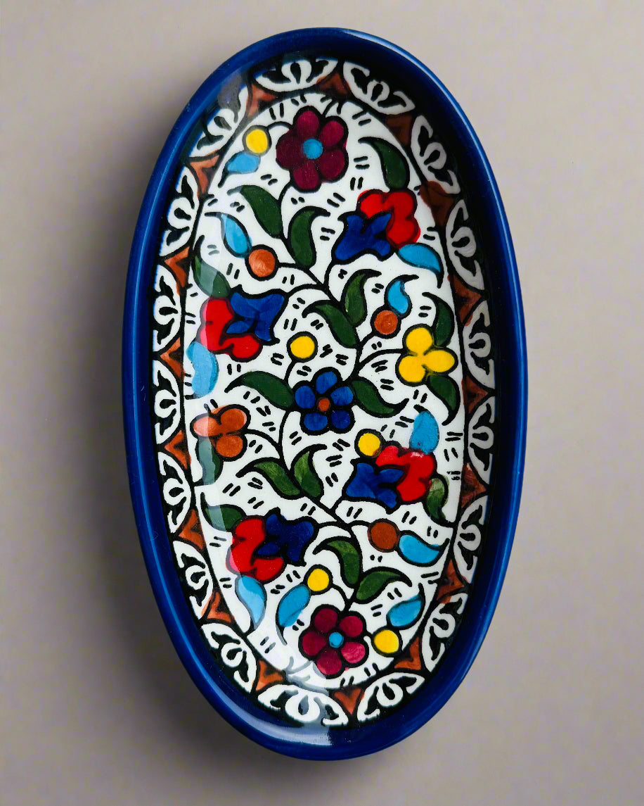 Oval Side Dishes | Hand-Painted Palestinian Ceramic