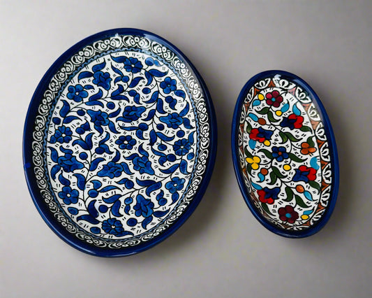 Oval Side Dishes | Hand-Painted Palestinian Ceramic