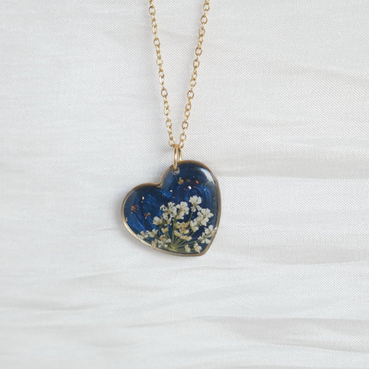 Collier céleste - fleurs de carottes coeur 20mm