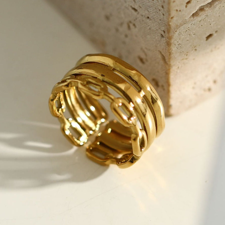 Triple Banded Stacked Ring