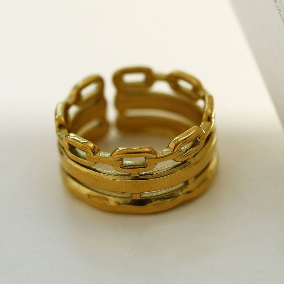 Triple Banded Stacked Ring