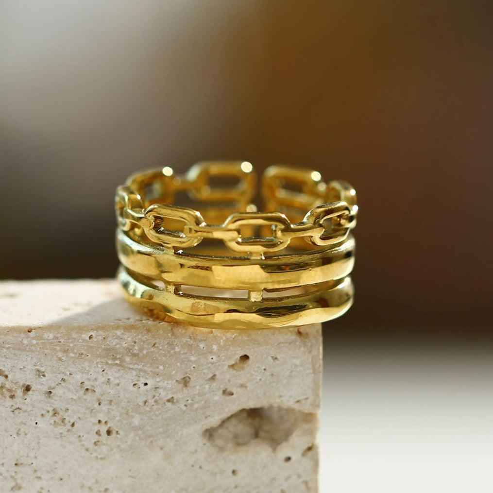 Triple Banded Stacked Ring