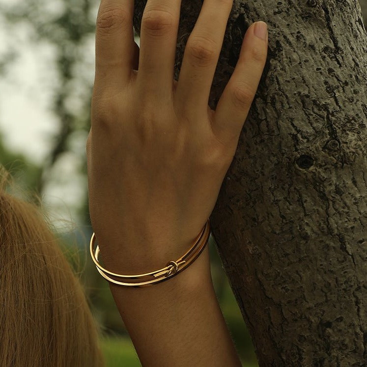 TIED: Knot Detailed Stacked Bracelet