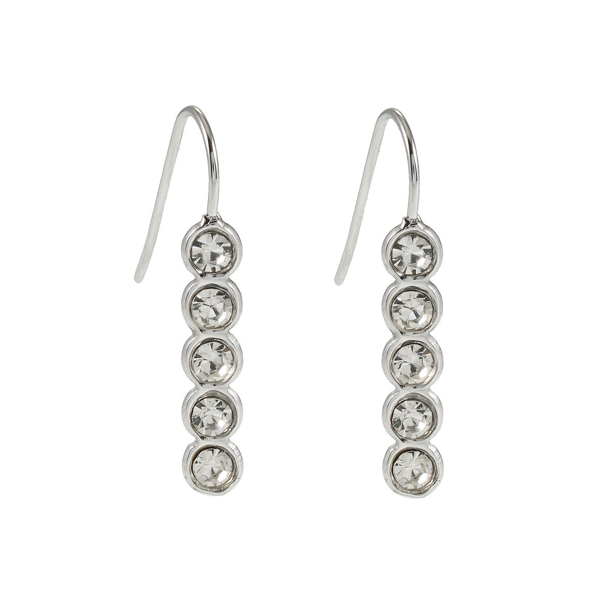 PELLA Silver (White Gold): Minimalist Moissanite Row Stud Earrings