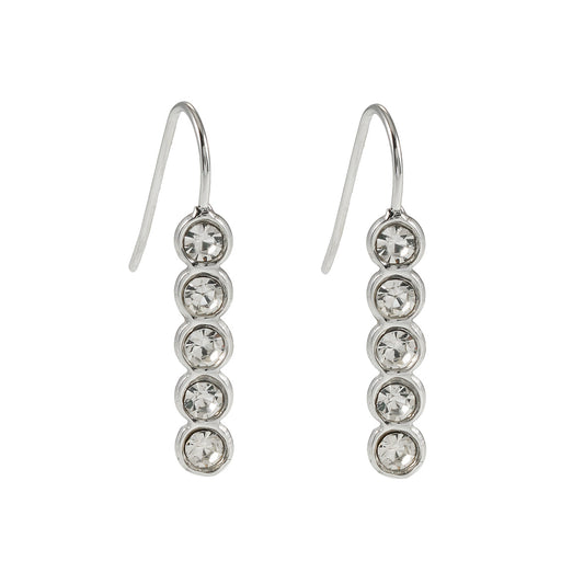PELLA Silver (White Gold): Minimalist Moissanite Row Stud Earrings