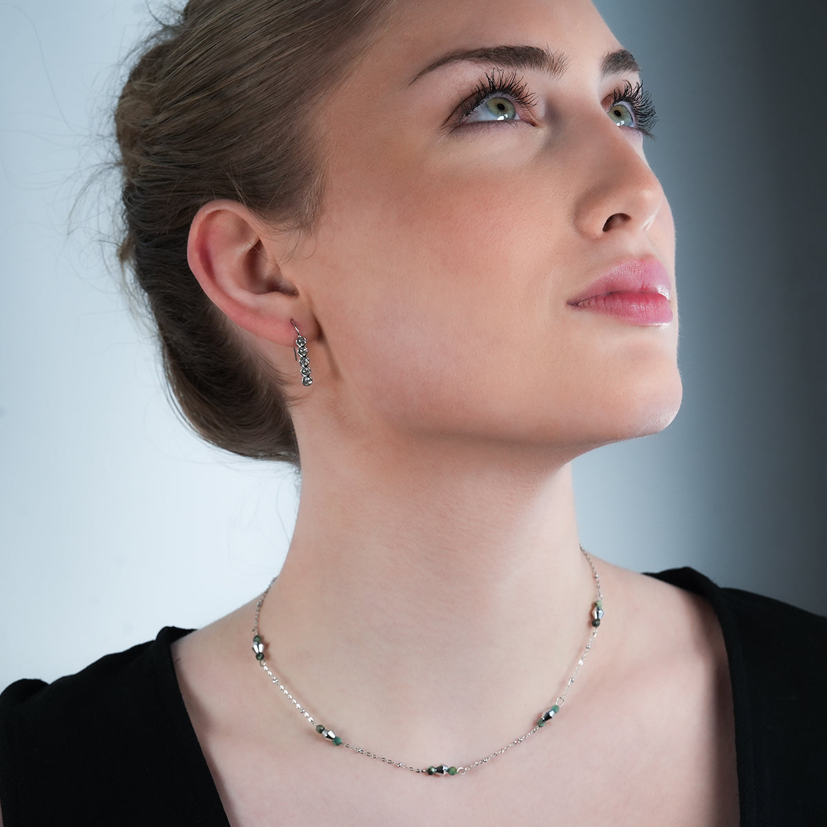 PELLA Silver (White Gold): Minimalist Moissanite Row Stud Earrings