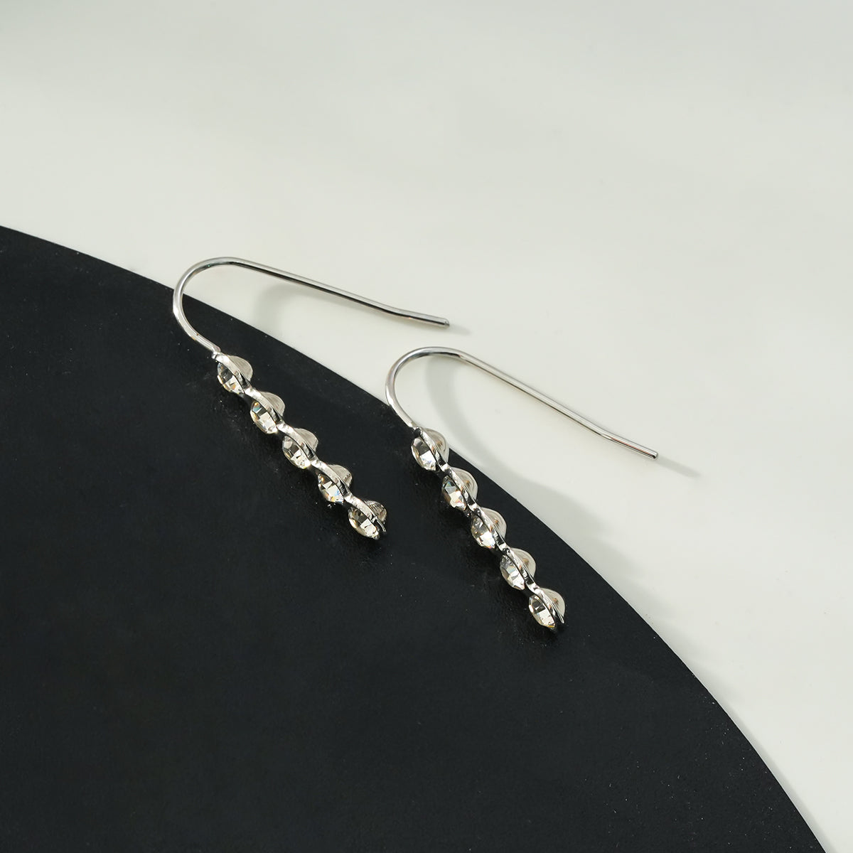 PELLA Silver (White Gold): Minimalist Moissanite Row Stud Earrings