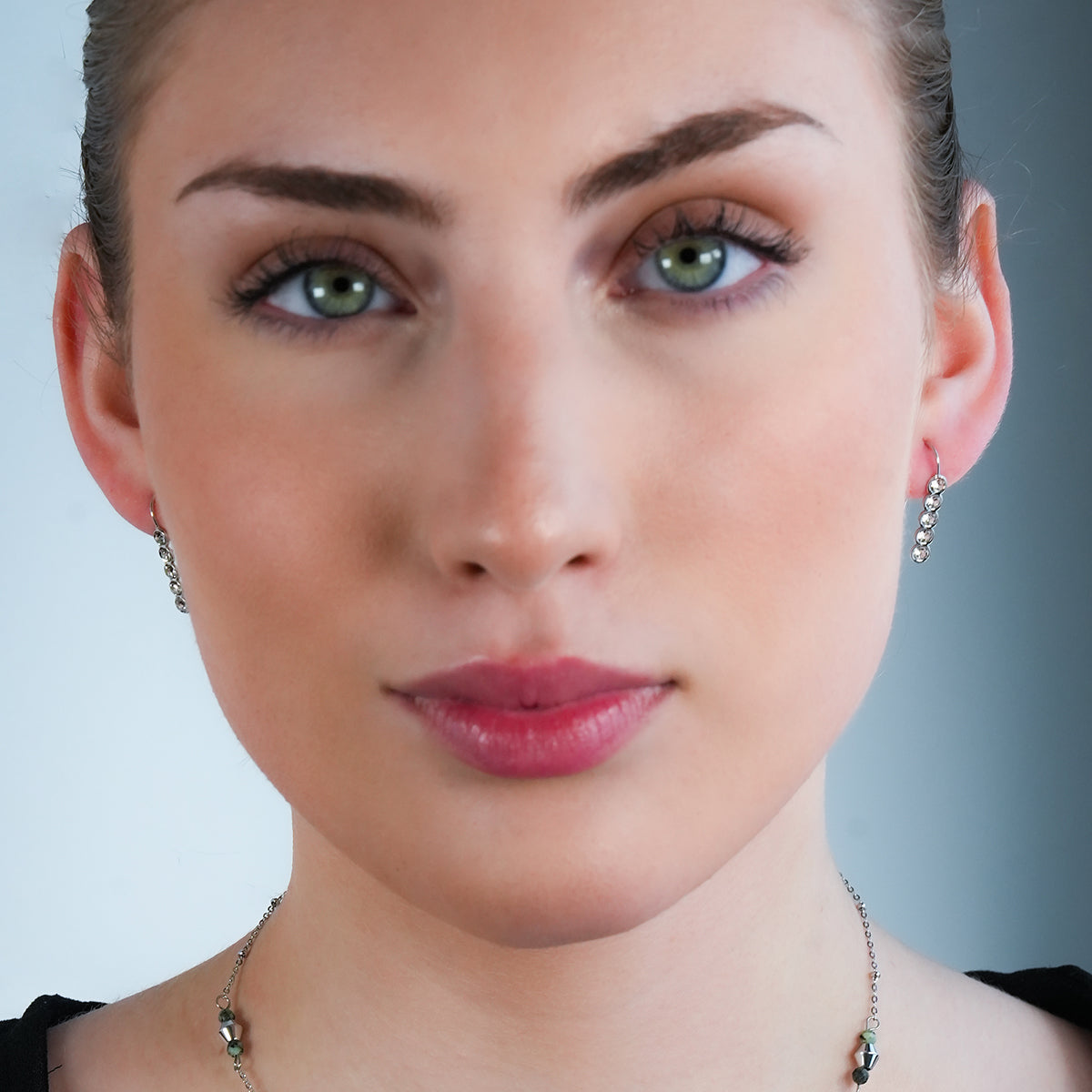 PELLA Silver (White Gold): Minimalist Moissanite Row Stud Earrings