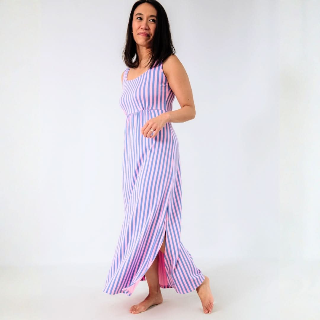 Ladies Bamboo Maxi Tank Dress | Parlour Stripe