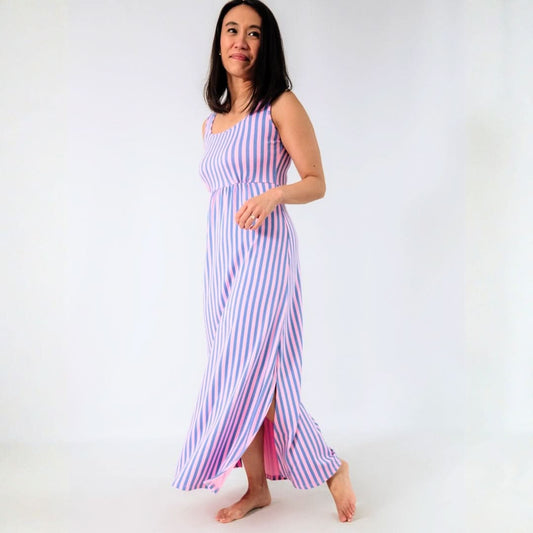 Ladies Bamboo Maxi Tank Dress | Parlour Stripe