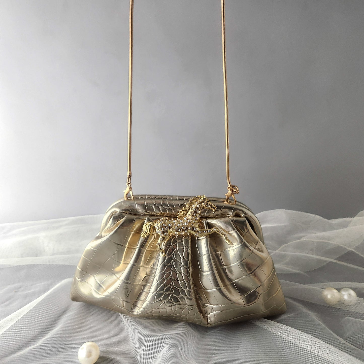 Golden Gallop Cloud Clutch