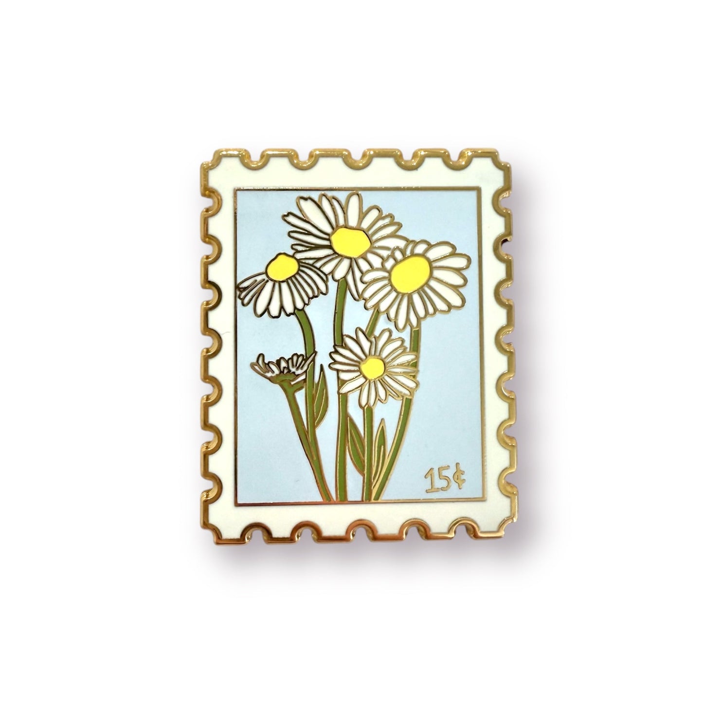 Daisy Postage Stamp Enamel Pin