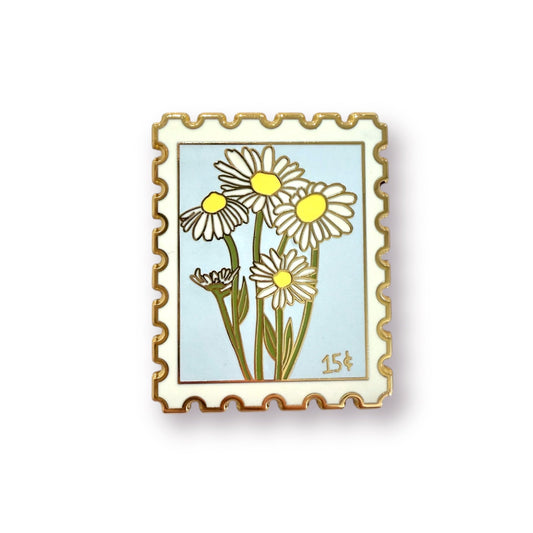 Daisy Postage Stamp Enamel Pin