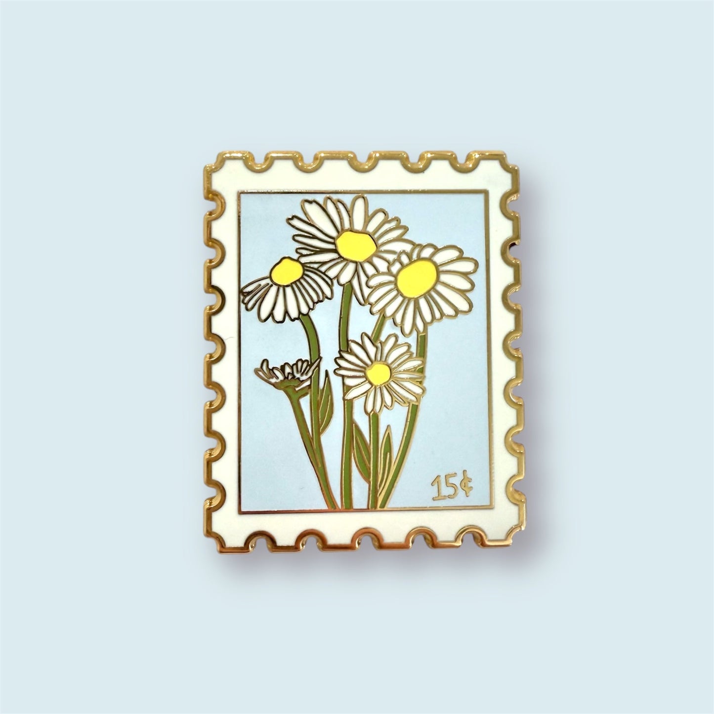 Daisy Postage Stamp Enamel Pin