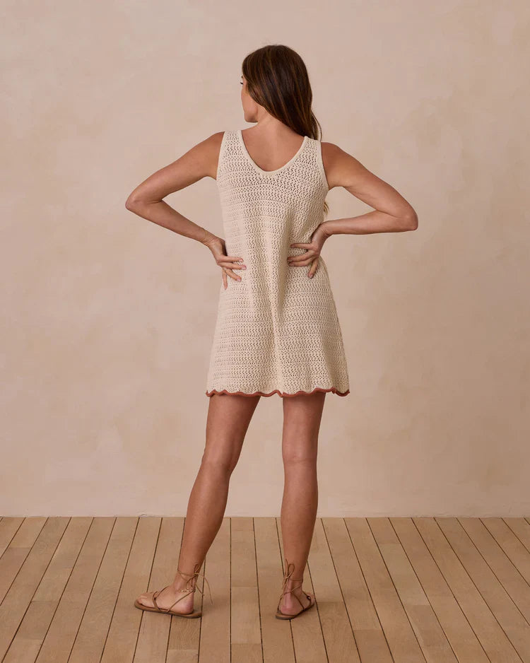 Ladies Crochet Tank Mini Dress | Natural | Rylee & Cru