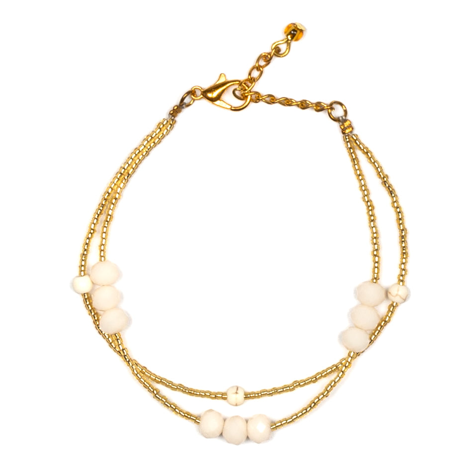 Double Strand Bracelet With Crystal Beads