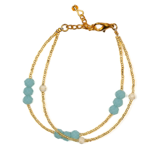 Double Strand Bracelet With Crystal Beads