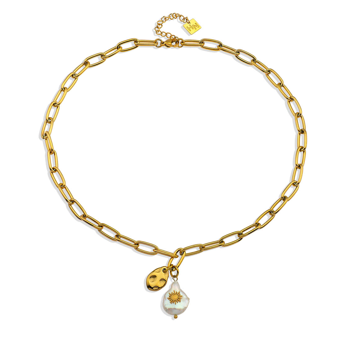 RYANN Linked Chain Necklace with a Duo of Mini Pendants.