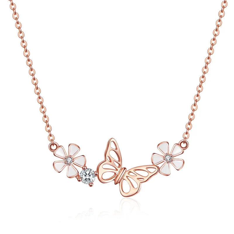 Delicate Beauty: Butterfly and Flower Choker Necklace