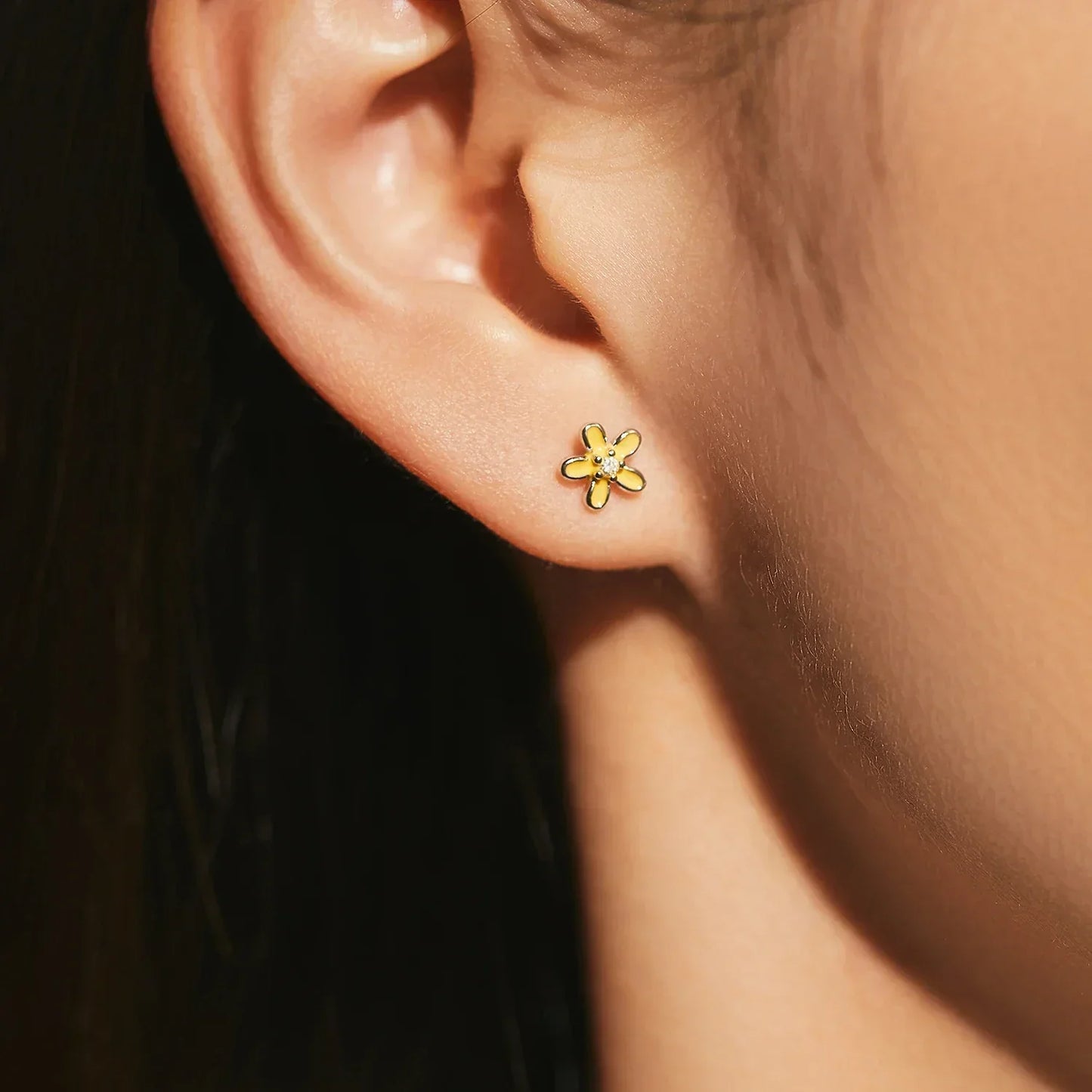 Sterling Silver Colorful Enamel Flower Stud Earrings