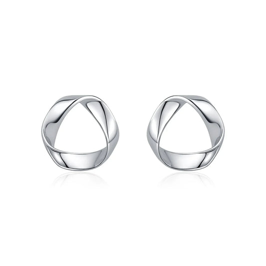 Sterling Silver Minimalist Wavy Stud Earrings