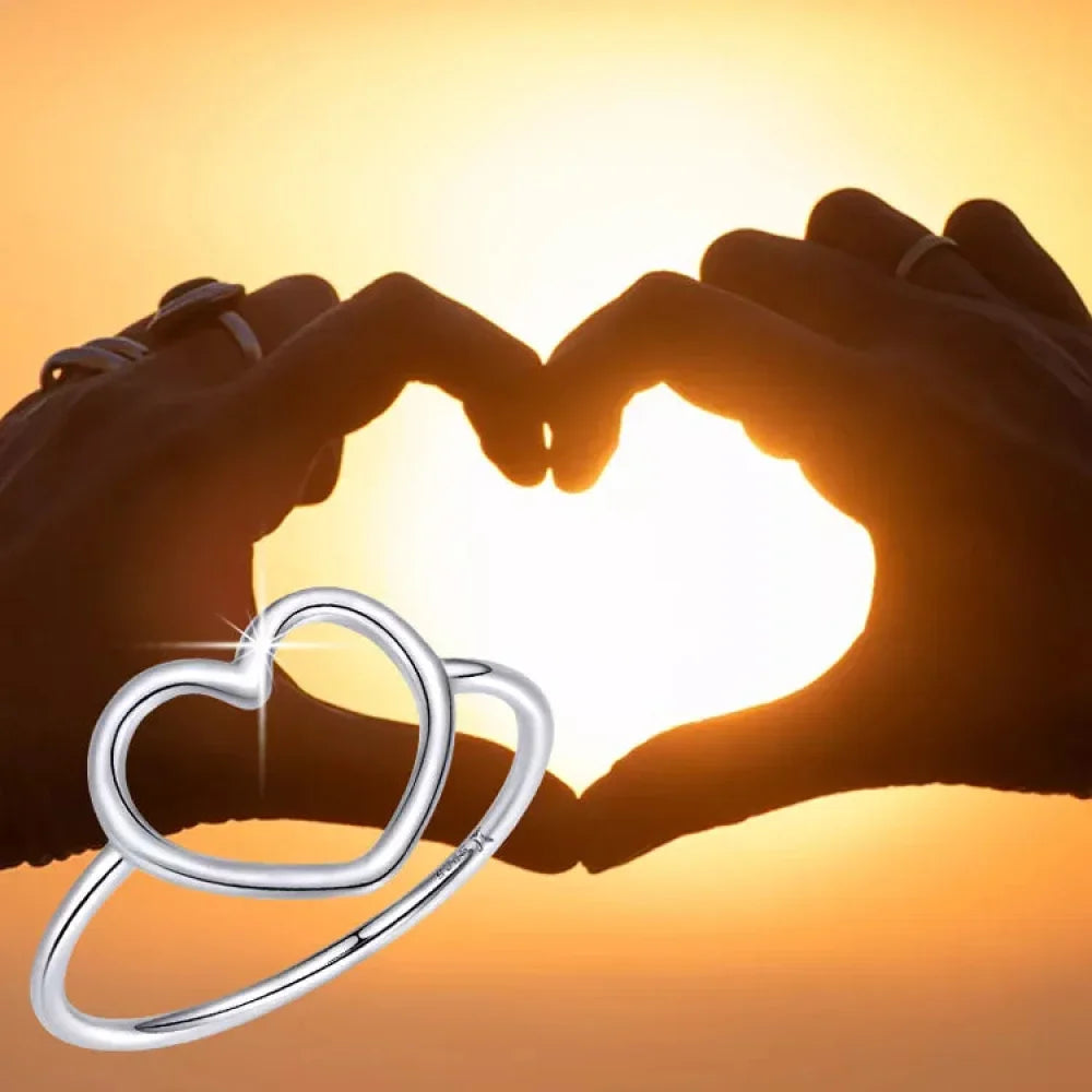 Sterling Silver Minimal Heart Band Ring