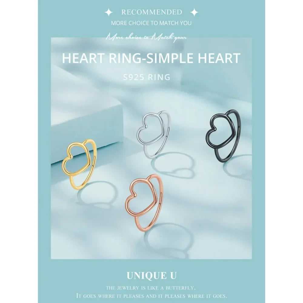 Sterling Silver Minimal Heart Band Ring