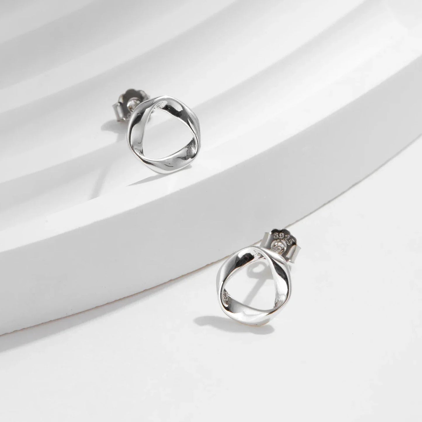 Sterling Silver Minimalist Wavy Stud Earrings