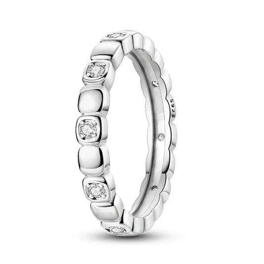 Sterling Silver Square Crystal Ring